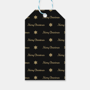Etiqueta Para Presente Tag preto & Dourado do presente do Feliz Natal
