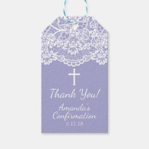 Etiqueta Para Presente Tag roxo bonito do presente da confirmação do la