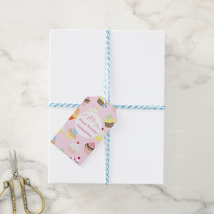 Etiqueta Para Presente Tags de Aniversário Rosa Presente Cupcake Para Voc