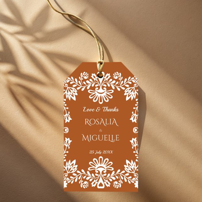 Etiqueta Para Presente Talavera terracotta - Favor do casamento mexicano (Talavera terracotta Mexican wedding custom favor Gift Tags personalized talavera wedding favor tags)
