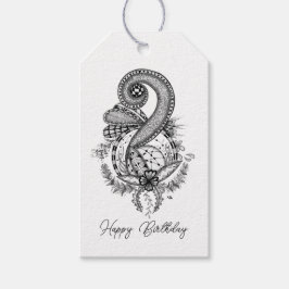 Etiqueta Para Presente Tangle Art: Florales Motiv -