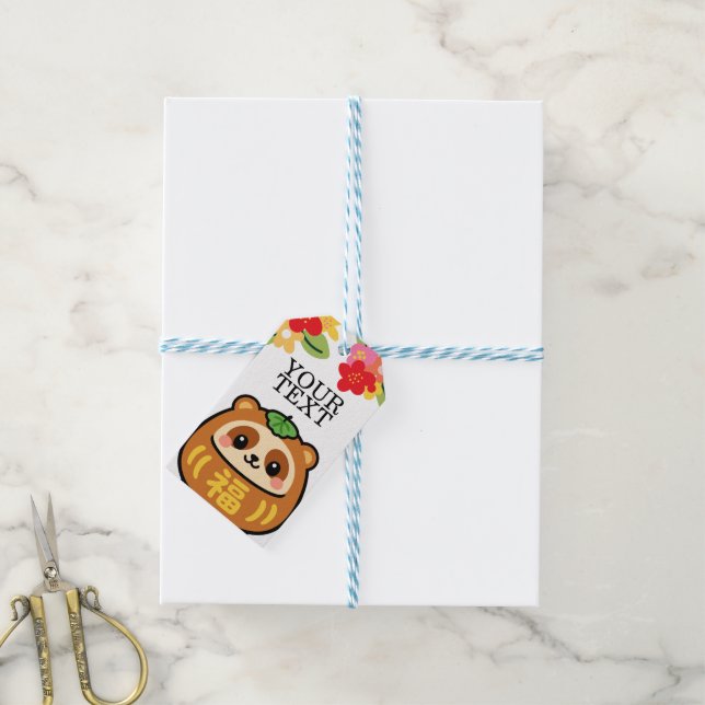 Etiqueta Para Presente Tanuki Kawaii (Com cordão)