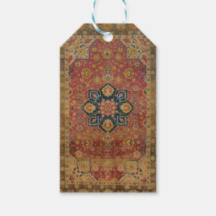 Etiqueta Para Presente Tapete Persa Asiático Kashan em Ouro Vermelho