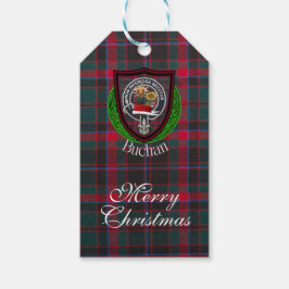 Etiqueta Para Presente Tartan e Brasão do Clã Escocês Buchan