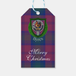 Etiqueta Para Presente Tartan e Brasão do Clã Escocês Byres