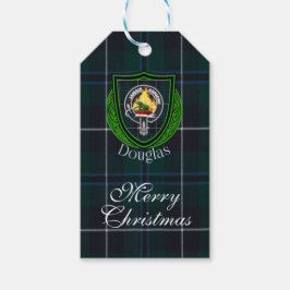Etiqueta Para Presente Tartan e Brasão do Clã Escocês Douglas