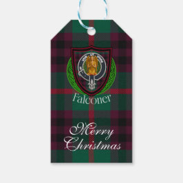 Etiqueta Para Presente Tartan e Brasão do Clã Escocês Falconer