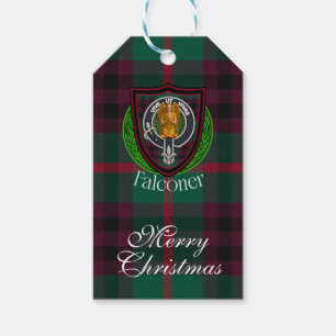 Etiqueta Para Presente Tartan e Brasão do Clã Escocês Falconer