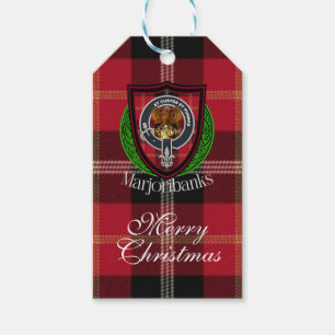 Etiqueta Para Presente Tartan e Brasão do Clã Escocês Marjoribanks