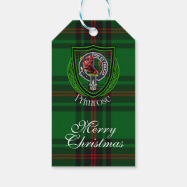 Etiqueta Para Presente Tartan e Brasão do Clã Escocês Primrose