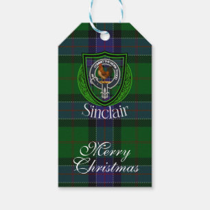 Etiqueta Para Presente Tartan e Brasão do Clã Escocês Sinclair
