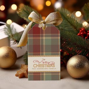 Etiqueta Para Presente Tartan Felry Christmas Dourado Frame ID1141A