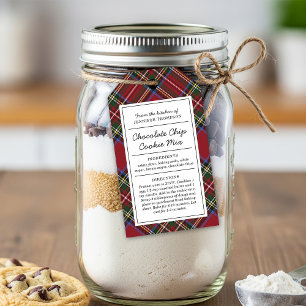 Etiqueta Para Presente Tartan Vermelho Clássico Comida Caseira