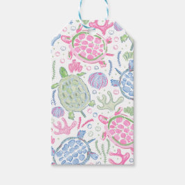 Etiqueta Para Presente Tartarugas Marinhas Aquarela Oceano