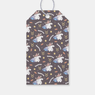 Etiqueta Para Presente Taurus Dreams - Padrão Zodiac Bunny Sonolento