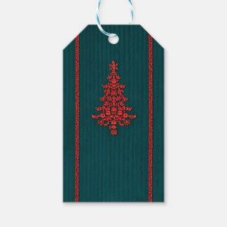 Etiqueta Para Presente Teal and Red Crystal Christmas Trees