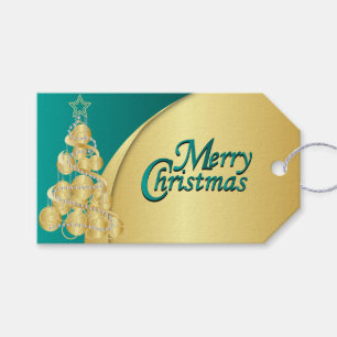 Etiqueta Para Presente Teal Elegante e Natal Dourado