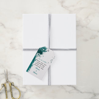 Etiqueta Para Presente Teal Green Paint Splatter - Obrigado FavorTag