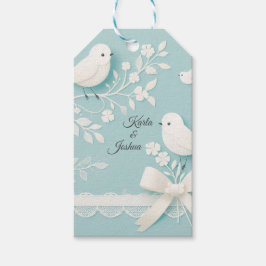 Etiqueta Para Presente Teal pálido com rendas românticas e casamentos de