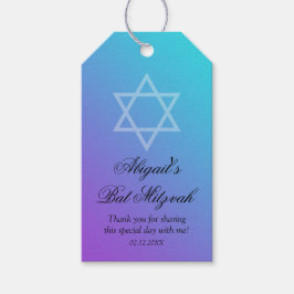 Etiqueta Para Presente Teal Purple Star de David Bat Mitzvah