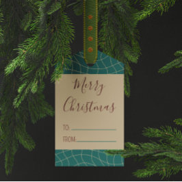 Etiqueta Para Presente Teal Vintage Cozy Elegante Natal Quente