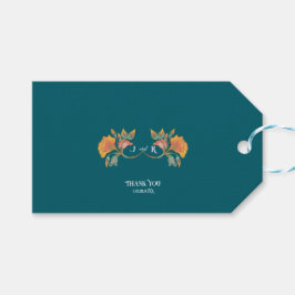 Etiqueta Para Presente Teal Watercolor Art Nouveau Wedding