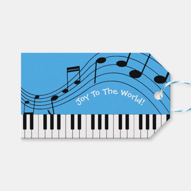 Etiqueta Para Presente Teclado Piano E Notas Musicais (Frente (horizontal))