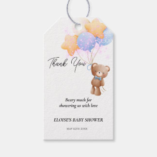 Etiqueta Para Presente Teddy Bear Balloon Bearly Wait Baby Shower