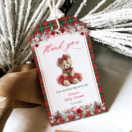 Etiqueta Para Presente Teddy Bear Christmas Girl Chá de fraldas Obrigado