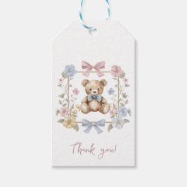 Etiqueta Para Presente Teddy Bear Floral Wreath Baby Shower Thank You