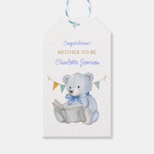 Etiqueta Para Presente Teddy Bear personalizado lendo um Chá de fraldas d