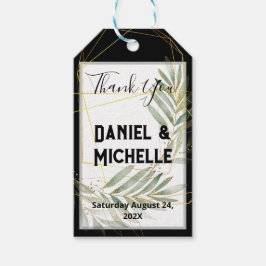 Etiqueta Para Presente Tema Botânico do Casamento Dourado Preto Arrancado