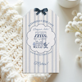 Etiqueta Para Presente Tema de Café Bebe Brunch Azul Empoeirado Chás de B