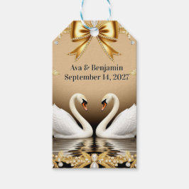 Etiqueta Para Presente 🦢 Tema de Casamento Romântico Cisne Dourado 💍