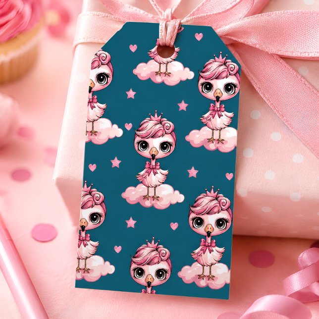 Etiqueta Para Presente Tema de Flamingo Menina (Criador carregado)