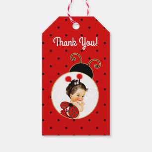 Etiqueta Para Presente Tema de joaninha menina bebê vermelho & Pontos pre