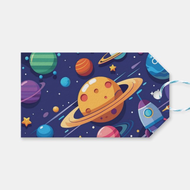 Etiqueta Para Presente Tema do espaço e do planeta (Frente (horizontal))