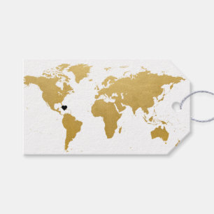 Etiqueta Para Presente Tema do Viagem do Mapa Mundial Obrigado Marca de F