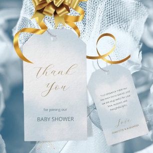 Etiqueta Para Presente Tema Elegante Nuvem 9 Chá de Bebê Azul Obrigado