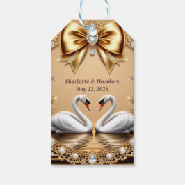 Etiqueta Para Presente 💎 Tema Romântico de Casamento com Cisne Gold 🦢