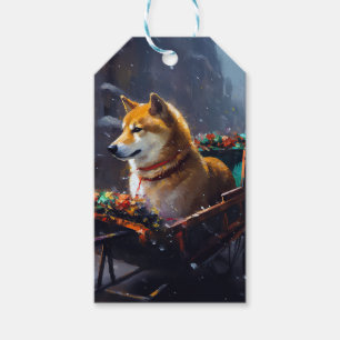 Etiqueta Para Presente Temporada Festiva de Natal do Shiba Inu