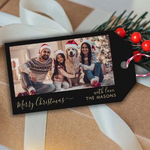 Etiqueta Para Presente Tendy Script Black Dourado Family Foto Natal