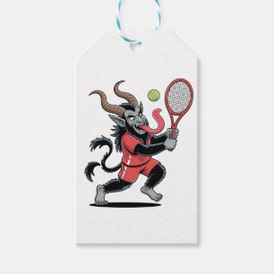 Etiqueta Para Presente Tênis Krampus Natal Demônio da Quadra de Tênis de