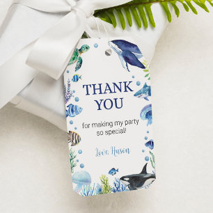 Etiqueta Para Presente Teoria De Aniversário Da Tartaruga Animal Do Ocean