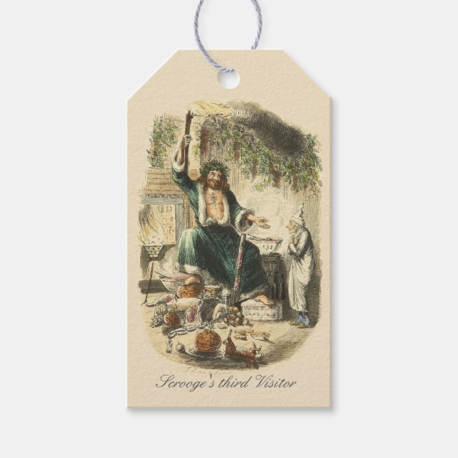 Etiqueta Para Presente Terceiro Visitante do Scrooge (Frente)