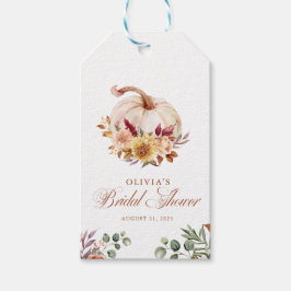 Etiqueta Para Presente Terracota de Ferrugem Floral Grama Pampas e Abóbor