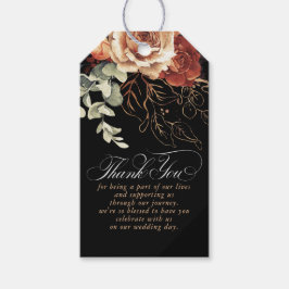 Etiqueta Para Presente Terracotta Flowers Boho Black Obrigado