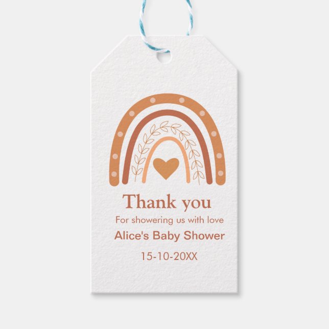 Etiqueta Para Presente Terracotta Gender Neutral boho rainbow Obrigado (Frente)
