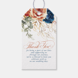 Etiqueta Para Presente Terracotta Marinho Blue Flowers Boho Obrigado