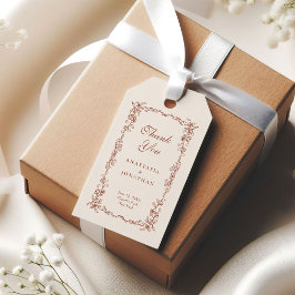 Etiqueta Para Presente Terracotta Vintage Casamento Floral Obrigado